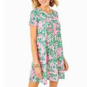 New Lilly Pulitzer Cody Short Sleeve Dress XXS PInk & Green